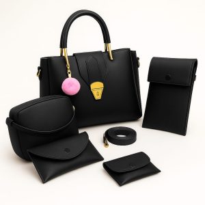 Elegant 5-in-1 Black Handbag Set