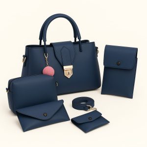 Elegant 5-in-1 Blue Handbag Set